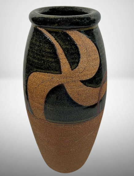 Vintage Studio Art Pottery Vase Signed Terracotta Main view
