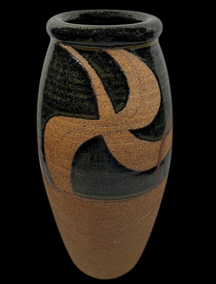 Vintage Studio Art Pottery Vase Signed Terracotta full view