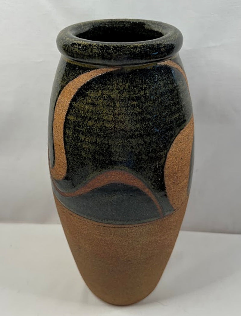 Vintage Studio Art Pottery Vase Signed Terracotta back view