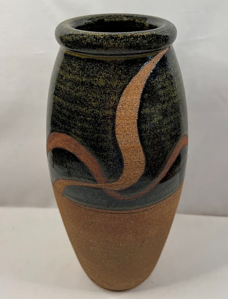 Vintage Studio Art Pottery Vase Signed Terracotta side view