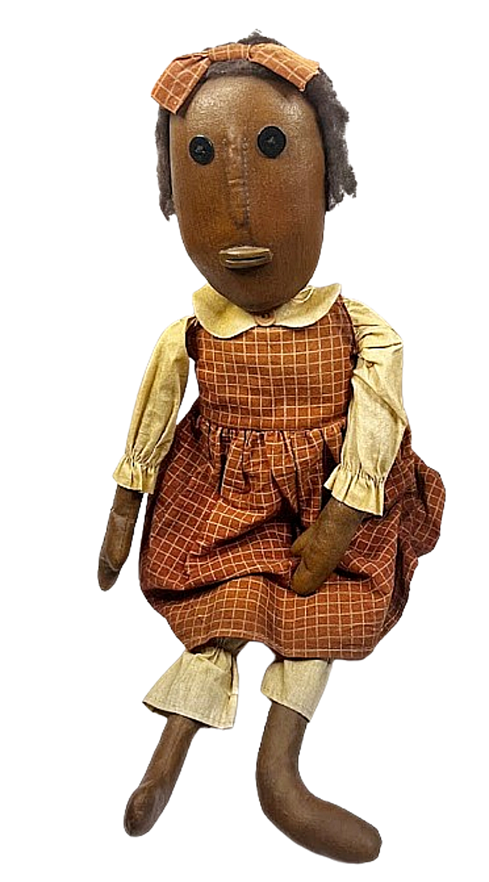 Folk Art Black Girl Doll 23 Inch Handmade Cloth and Oilcloth