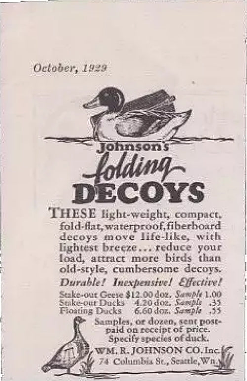 Johnsons Folding Duck Decoys-newspaper info