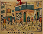 Colonial Philadelphia Scene Original Oil Painting of  Three Crowns Inn