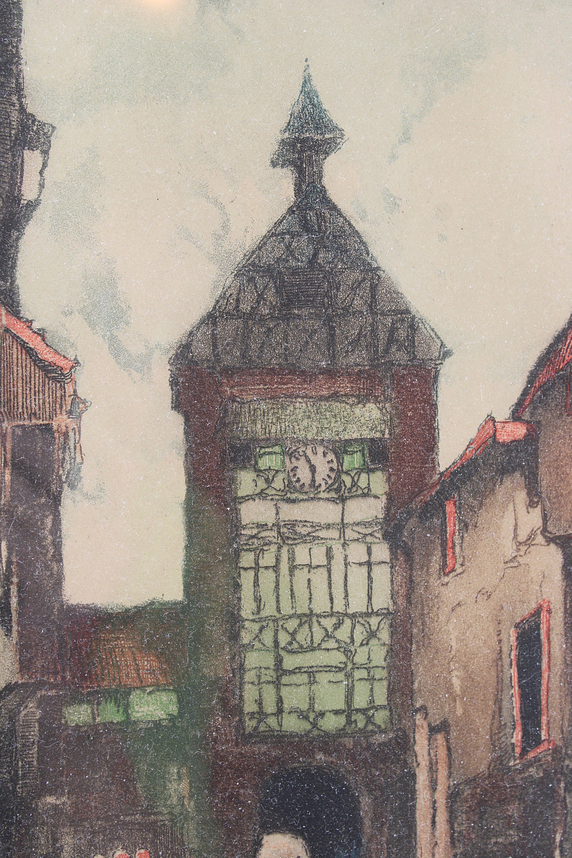 Vintage_Lithograph_of_Clock_Tower only closeup