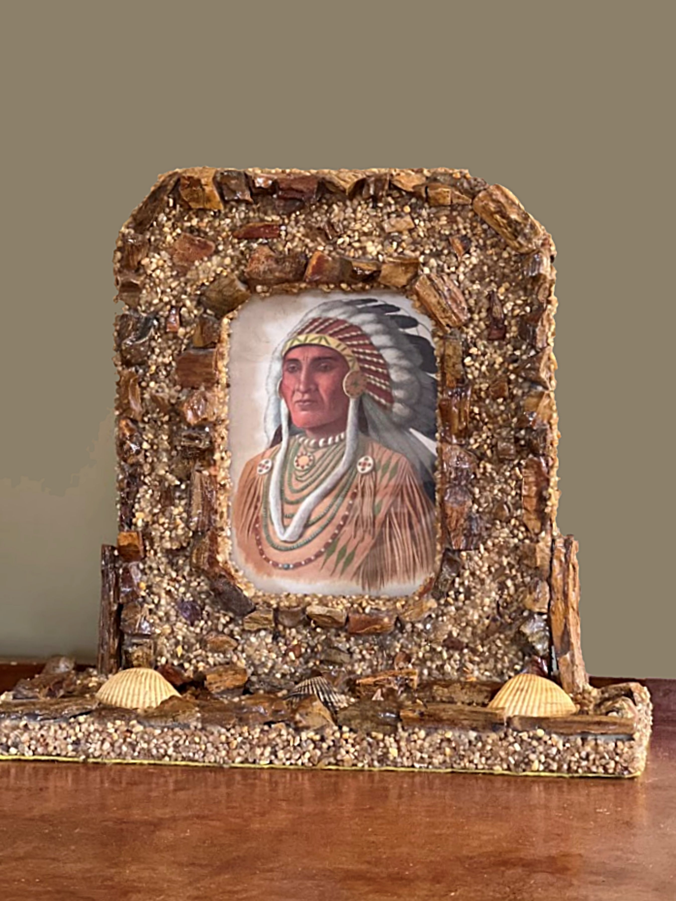 Antique Seaside Seashell Beach Picture Frame