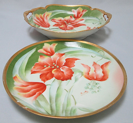 Mandavy de Mavaleix  Bowl and Plate Set 1910s flat view