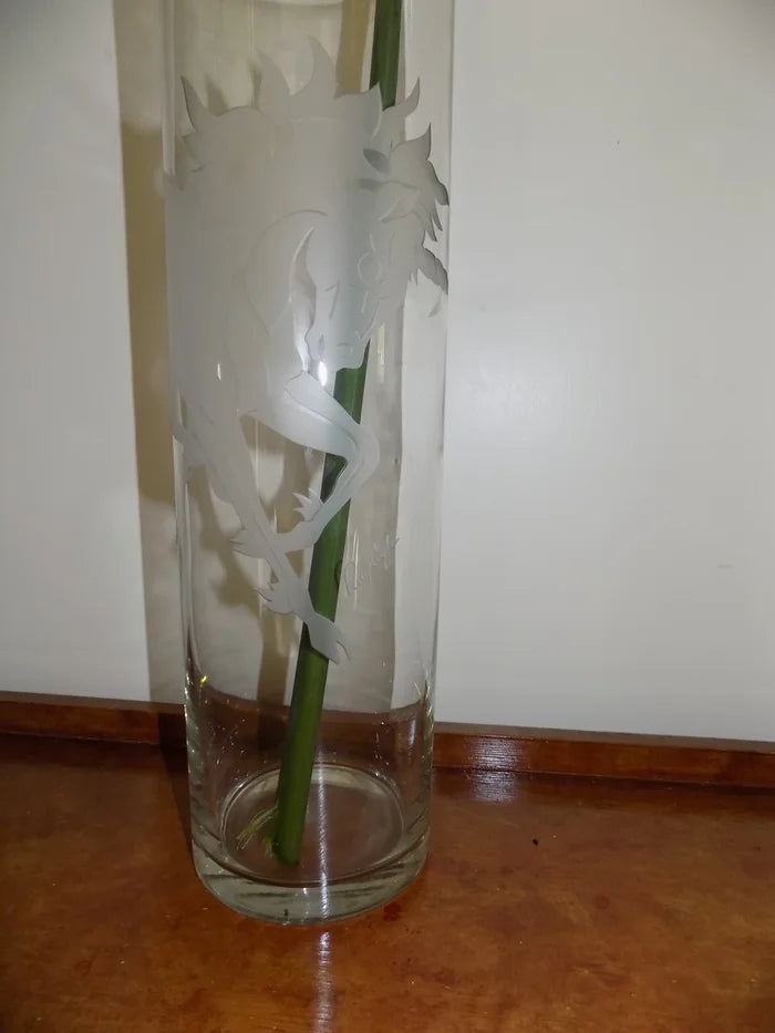 Unicorn Art Glass Vase by Perry Coyle