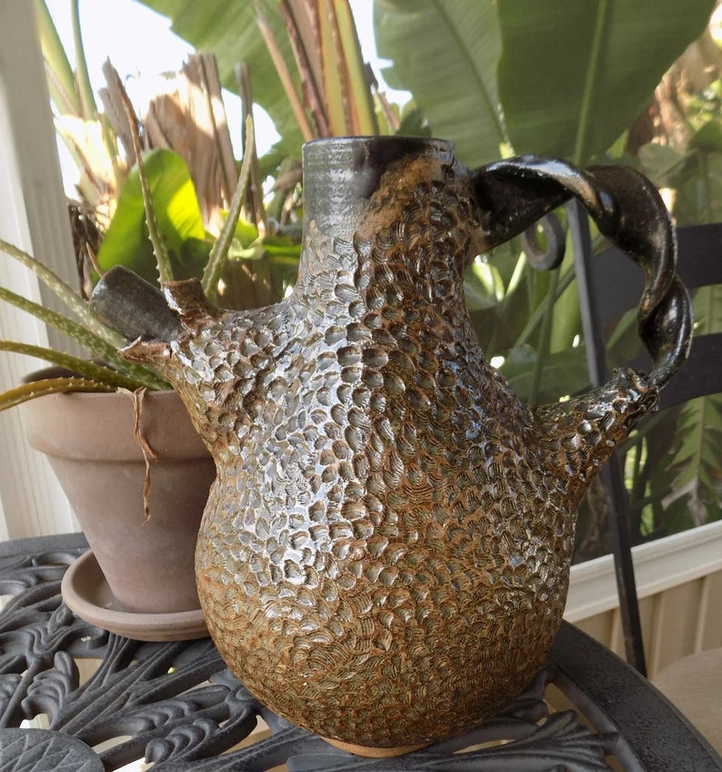 Brutalist Design Art Pottery Pitcher by  Eugenia Meltzer