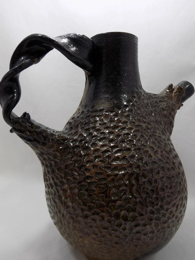 Brutalist Design Art Pottery Pitcher by  Eugenia Meltzer