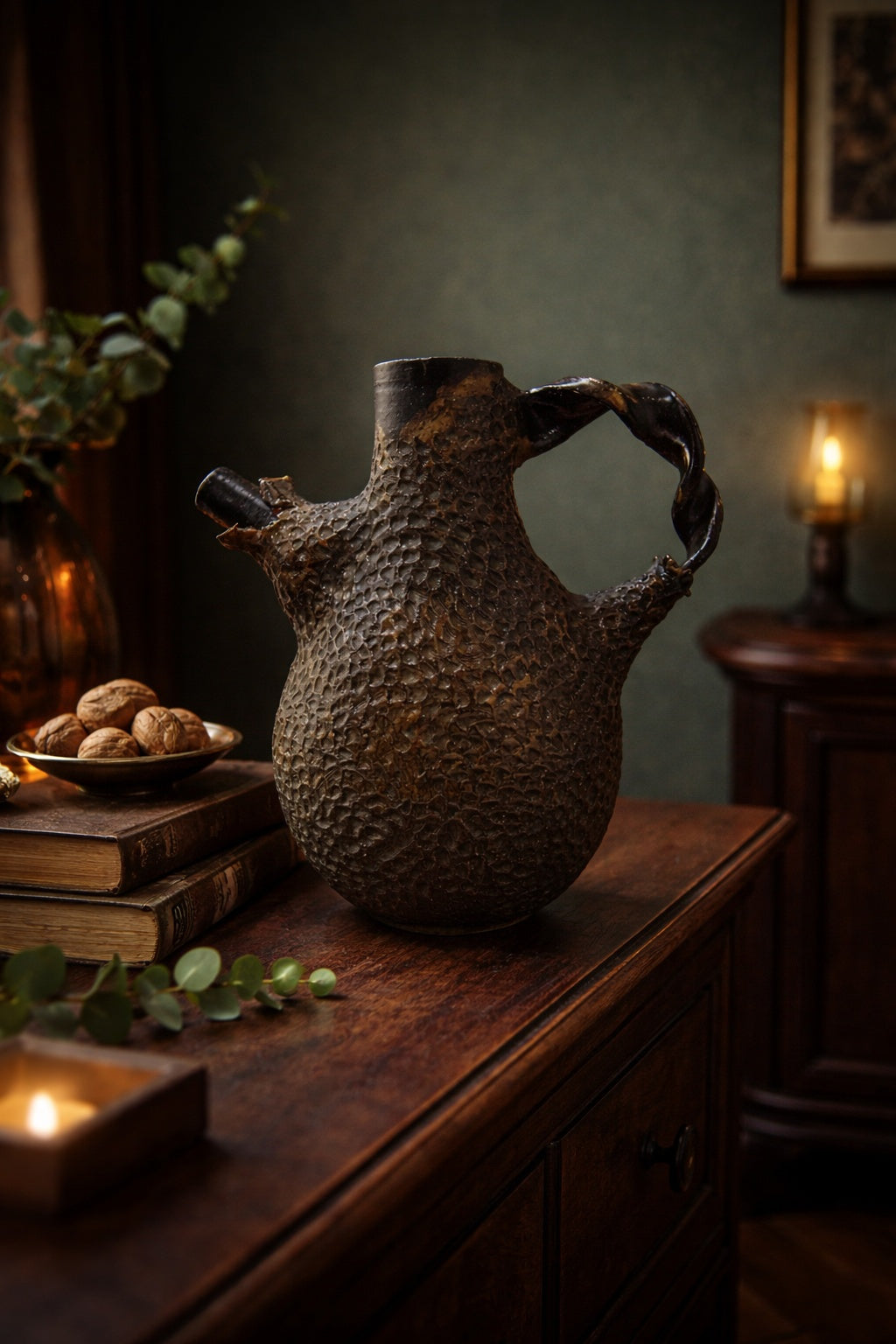 Brutalist Design Art Pottery Pitcher by  Eugenia Meltzer