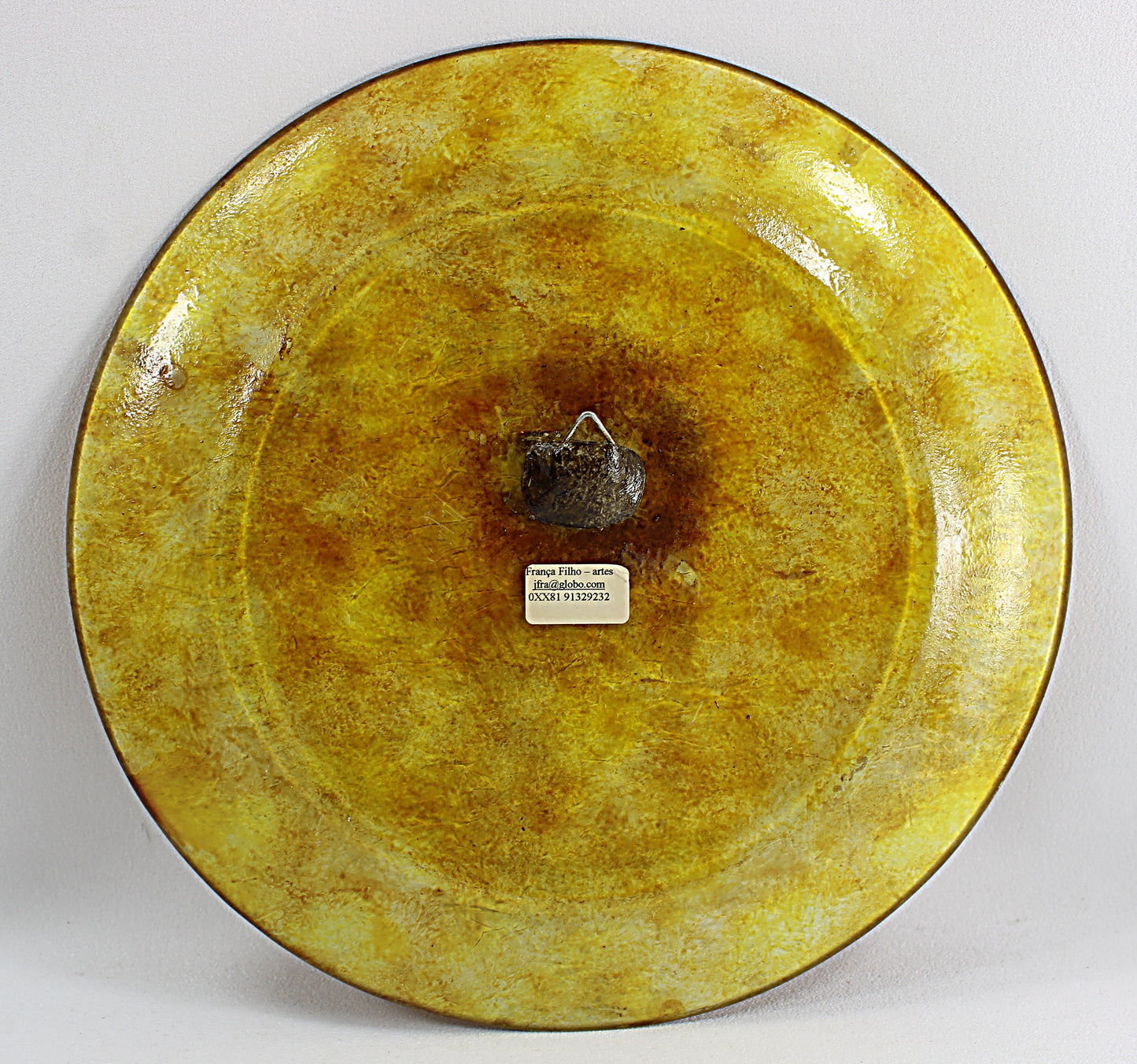 Vintage PORTUGUESE Art Pottery Wall Plate by Artist FRANCA FILHO Mixed Media Modern Ceramic Dish Signed and Dated