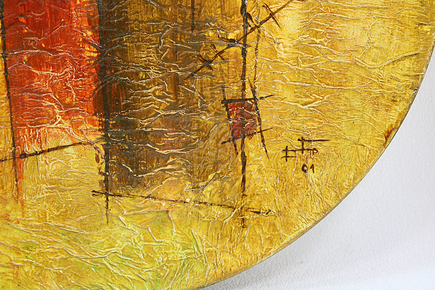 Vintage PORTUGUESE Art Pottery Wall Plate by Artist FRANCA FILHO Mixed Media Modern Ceramic Dish Signed and Dated