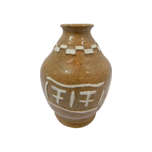 Vintage Stoneware Bottle Vase Southwest Style Dated 1979 Main