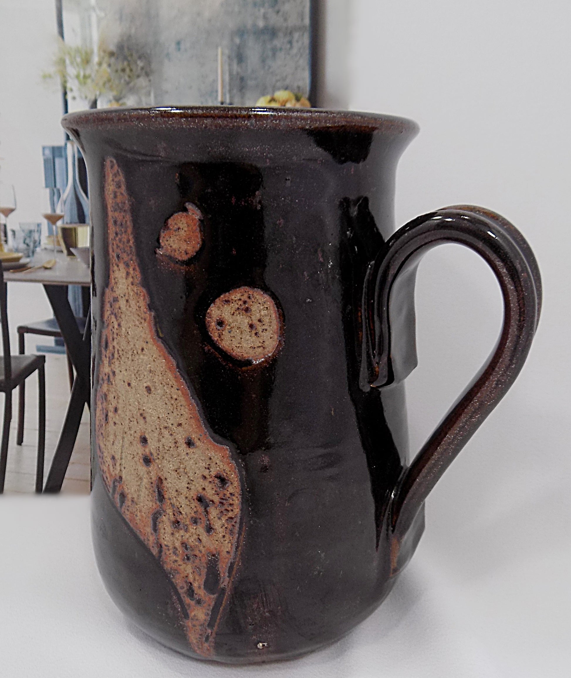 Vintage Danish Modern Pottery Pitcher by RAVNILD KERAMIK 1970s with table and chairs