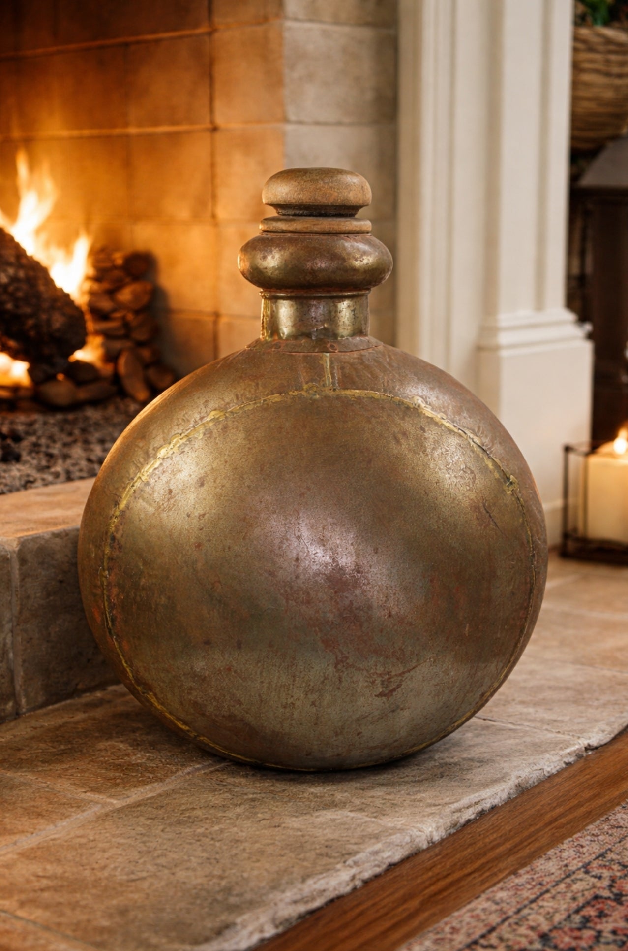 Rustic Large Brass Bottle