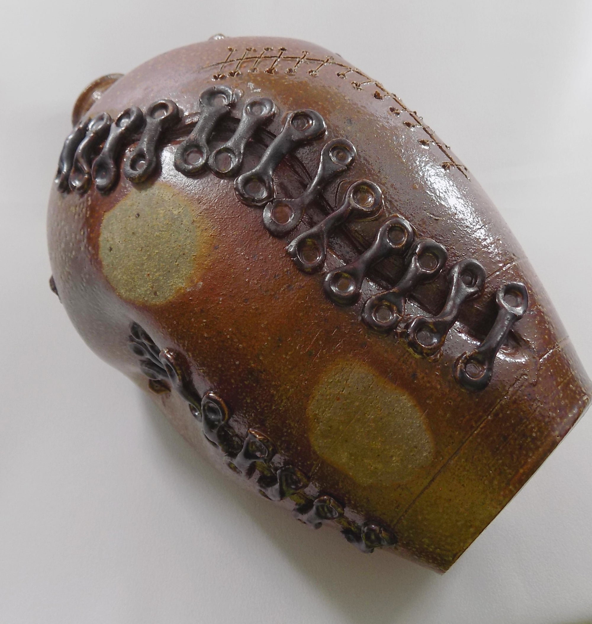Vintage BRUTALIST BOTTLE VASE Signed Sculptural Studio Stoneware                Tall Heavy Hand Made Vessel