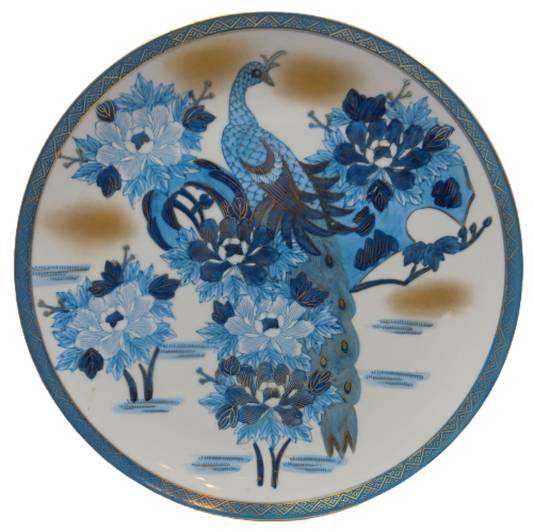 KUTANI Japanese Porcelain Plate Peacock and Peonies