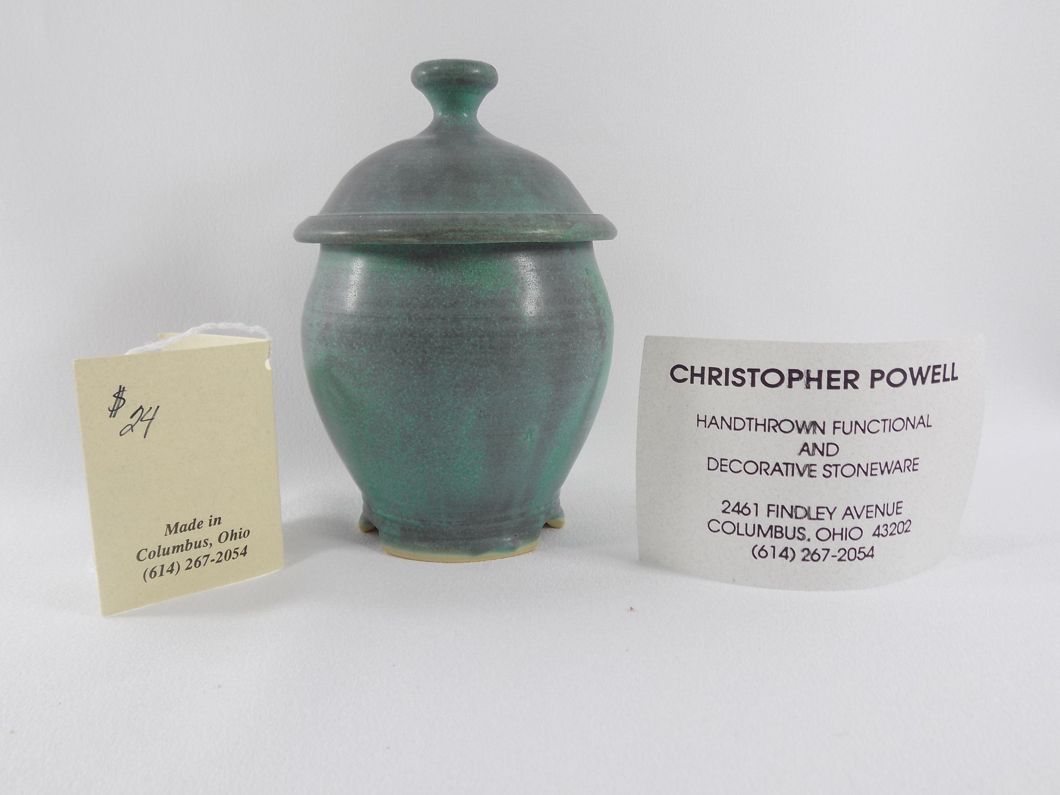 Ohio Ceramic Artist Arts and Crafts Style Lidded Jar