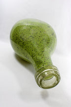 Tall Modern Green Art Glass Handblown Bottle