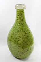 Tall Modern Green Art Glass Handblown Bottle