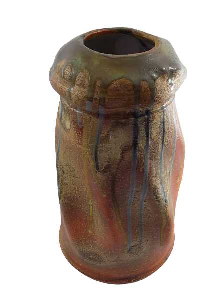  ART POTTERY VASE Drip Glazed Signed and Dated