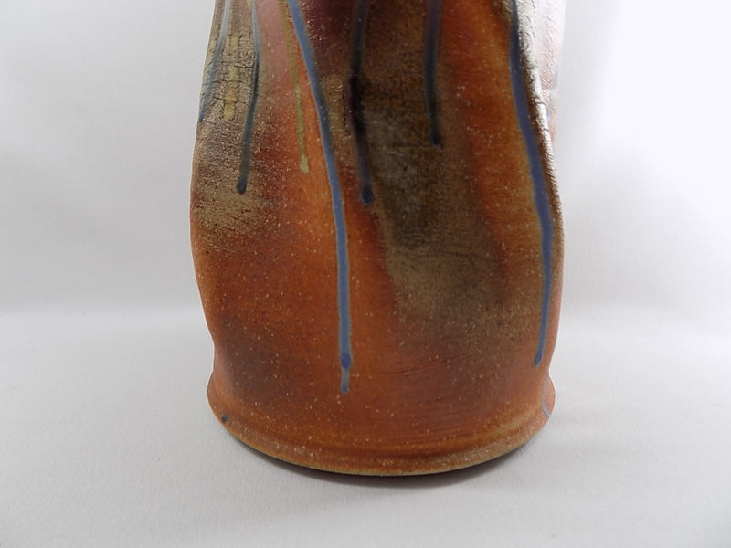 Vintage ART POTTERY VASE Drip Glazed Signed and Dated 12 Inch Tall Heavy Stoneware