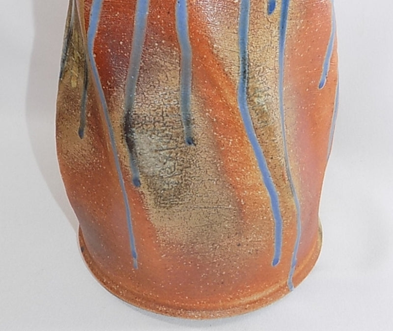 Vintage ART POTTERY VASE Drip Glazed Signed and Dated 12 Inch Tall Heavy Stoneware