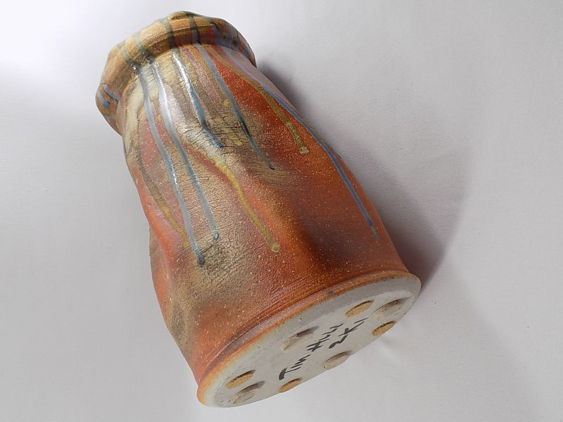 Vintage ART POTTERY VASE Drip Glazed Signed and Dated 12 Inch Tall Heavy Stoneware