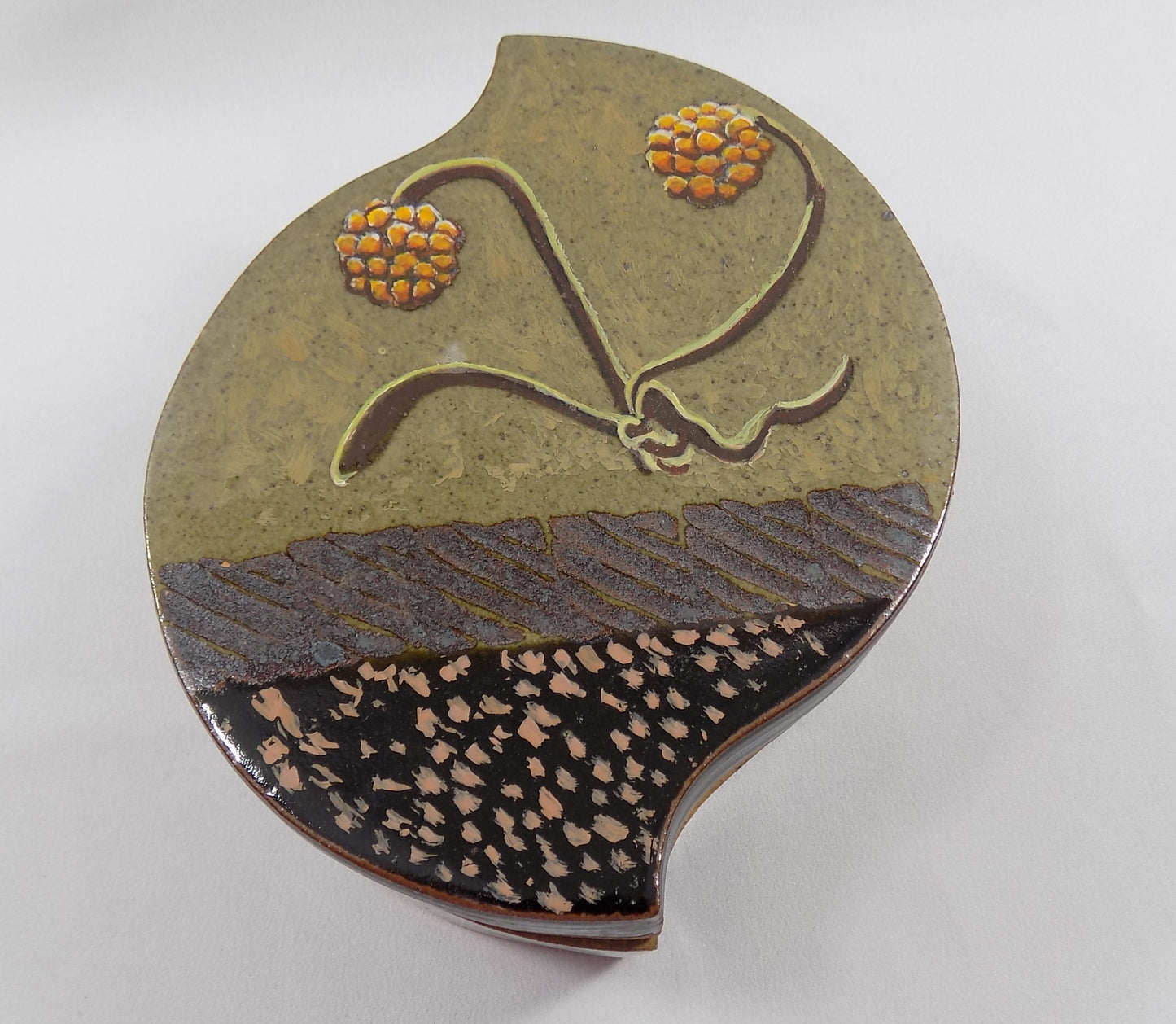 Vintage DAVID PETRAKOVITZ Art Pottery Lidded Box Listed Artist Detroit Michigan