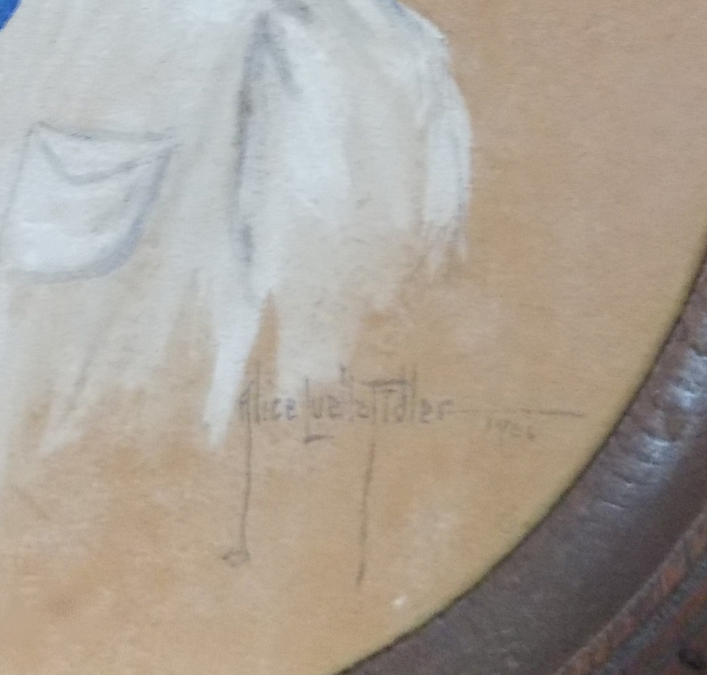 Antique Painted Gibson Girl Lithograph by Alice Luella Fidler 1906 Cross Corners Frame