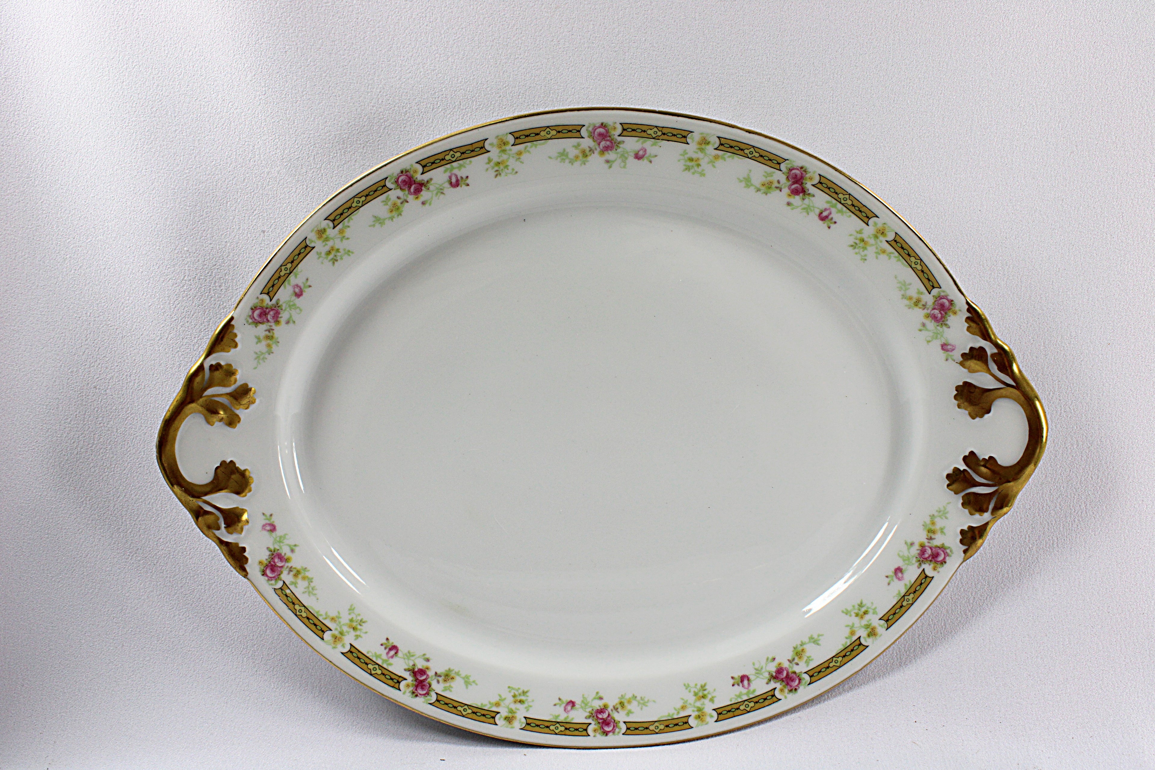 French Porcelain Gold Trim Antique Limoges Platters