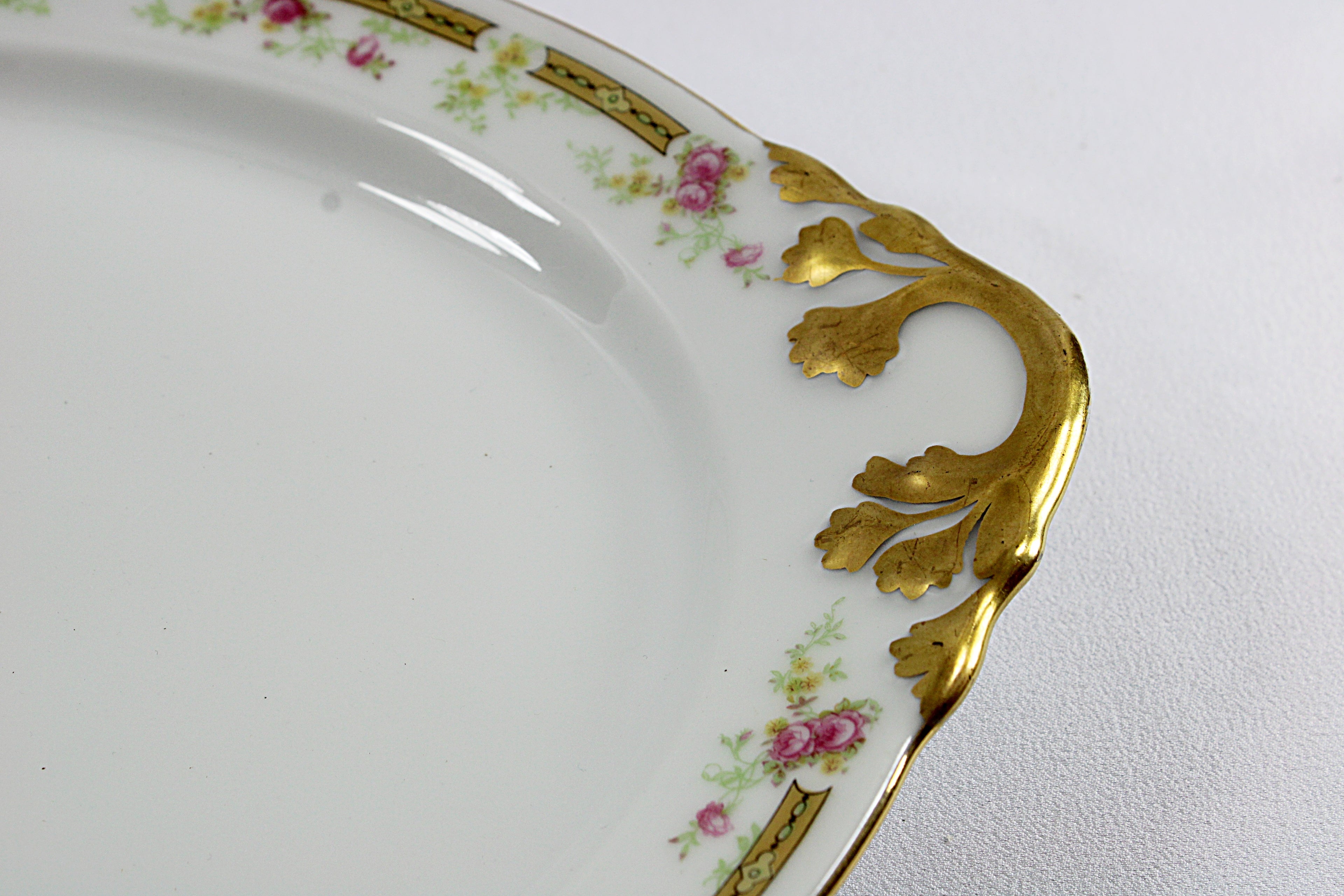 French Porcelain Gold Trim Antique Limoges Platters