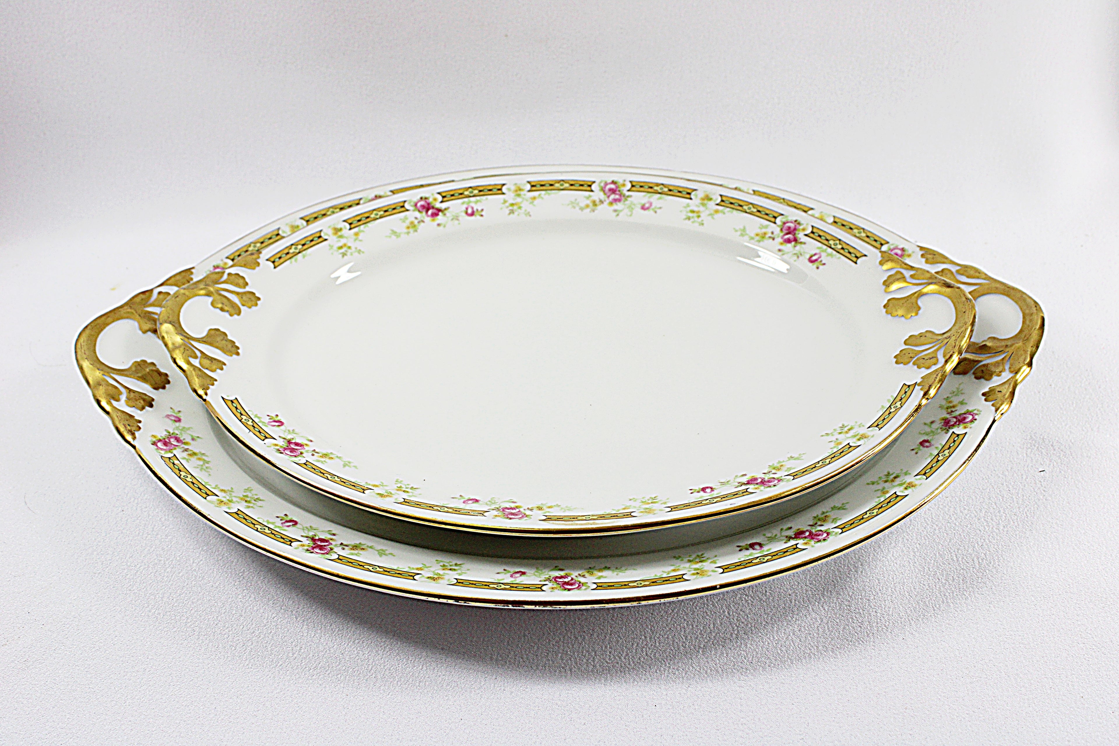 French Porcelain Gold Trim Antique Limoges Platters
