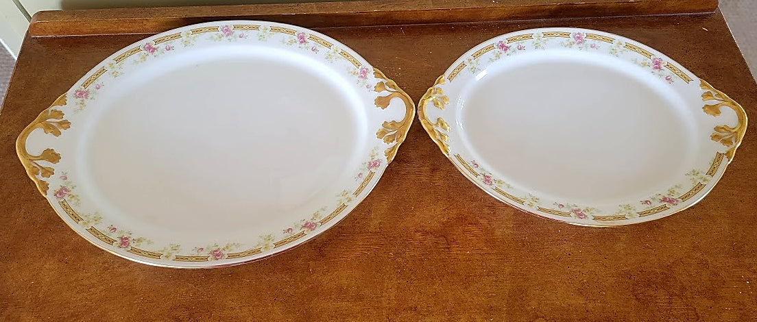French Porcelain Gold Trim Antique Limoges Platters