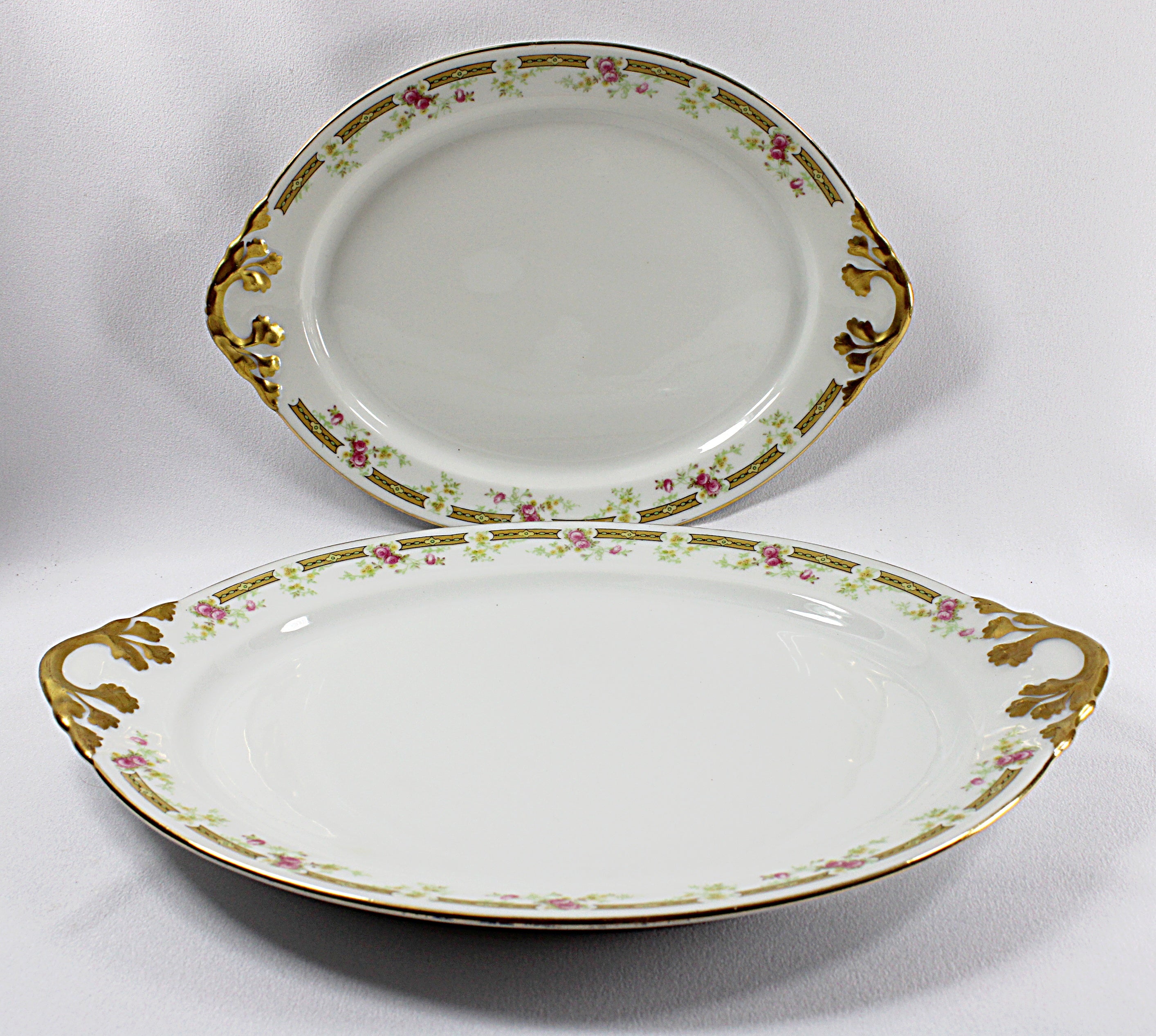 French Porcelain Gold Trim Antique Limoges Platters