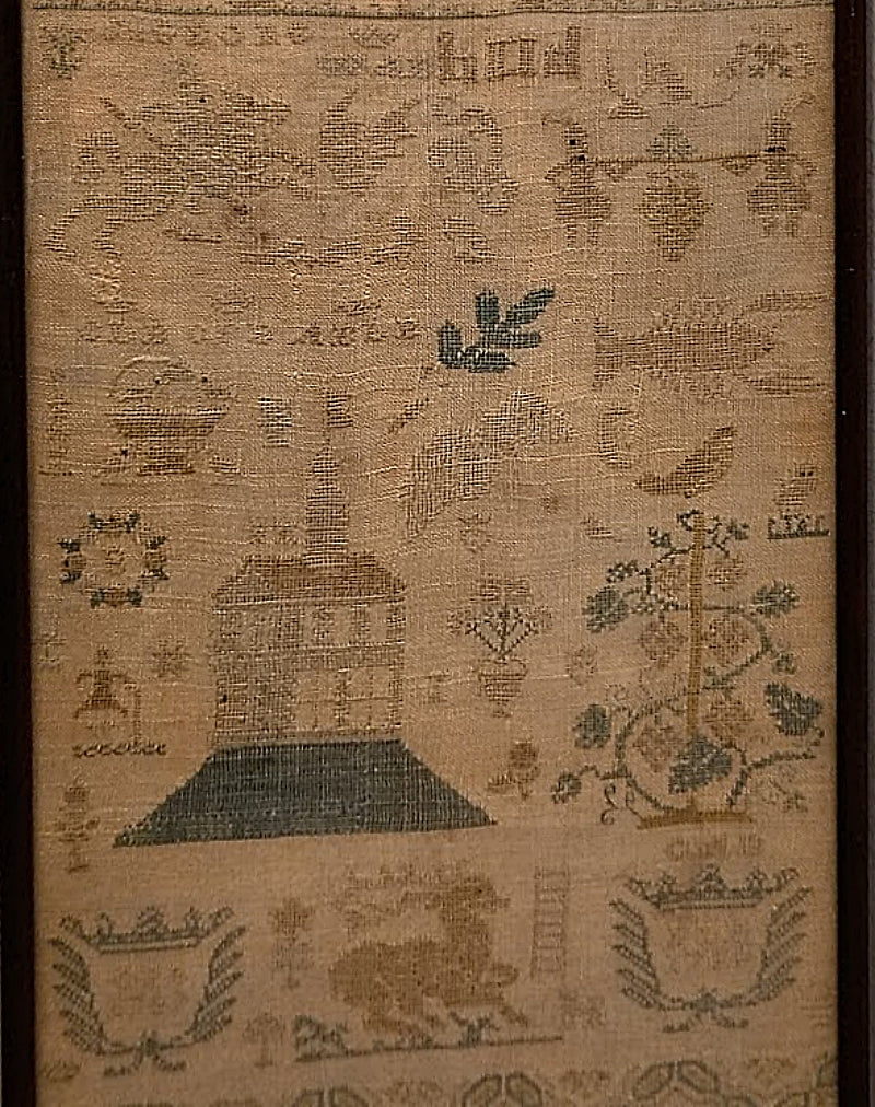 Antique 42 Inch Long Sampler Embroidery Dated 1787 and 1789 mid section