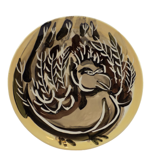 PAT CUSTER DENISON Art Pottery Plate Abstract "Fat Dove"