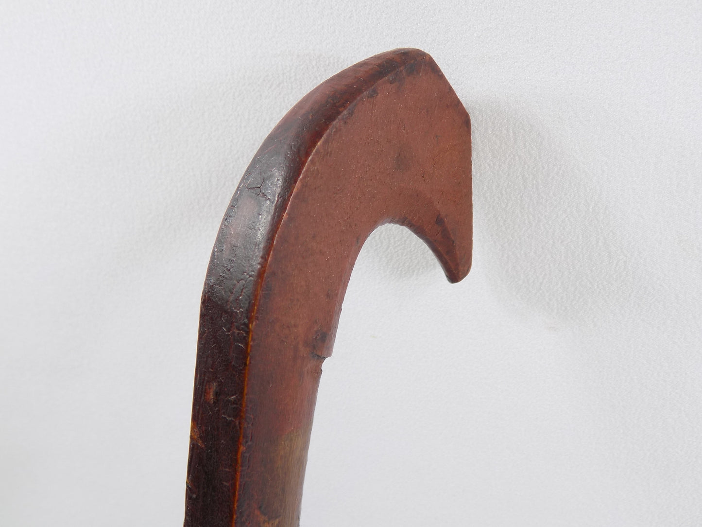 Antique LADLE, PAINTED and CARVED Wood, Bird's Head Handle, 1800s      -- Folk Art Designs, Old Red Paint, 12.5 Inches Long, Fine Condition