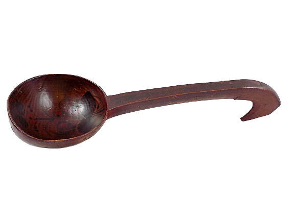 Antique LADLE, PAINTED and CARVED Wood, Bird's Head Handle