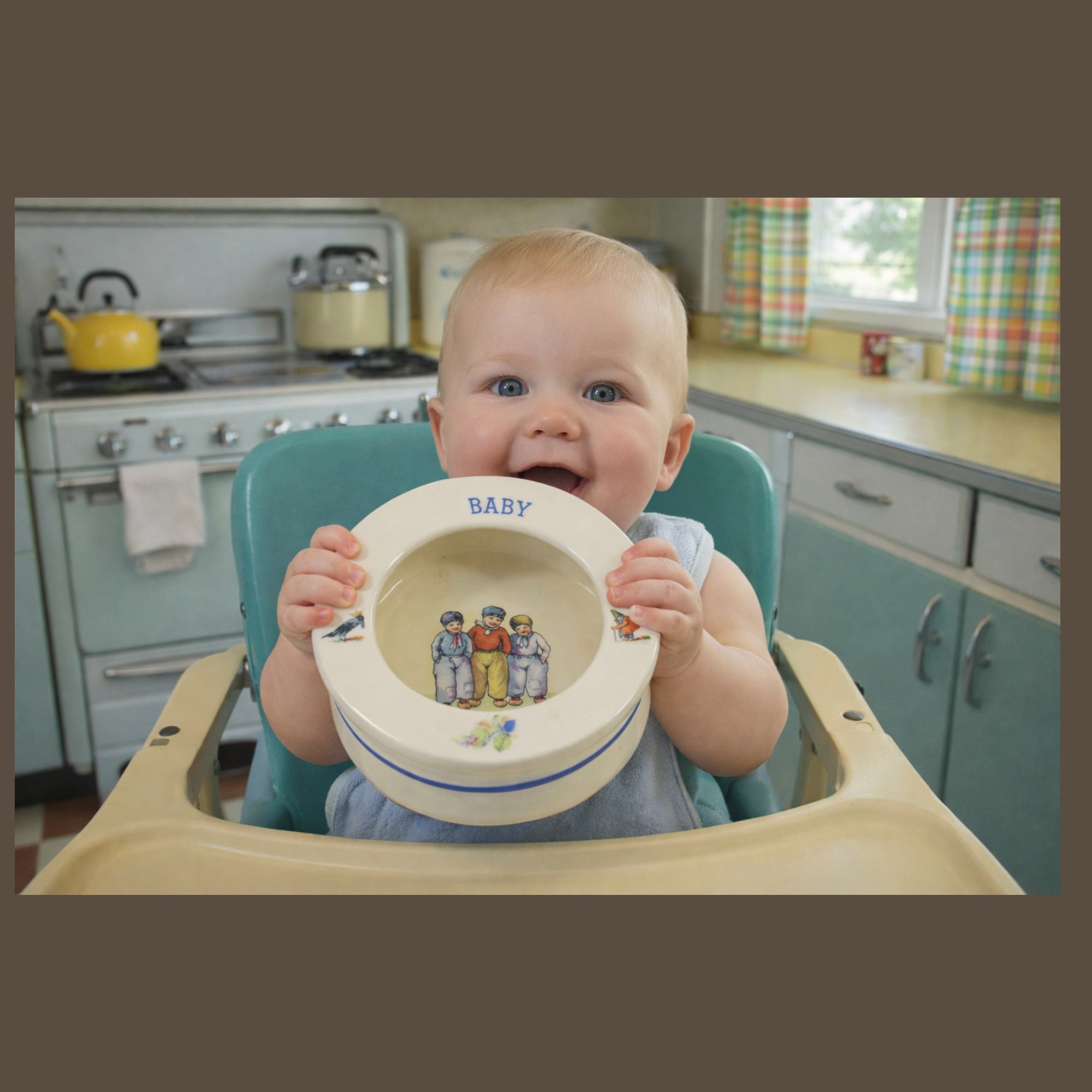Adorable Vintage Baby Pottery Bowl  Made in Czechoslovakia
