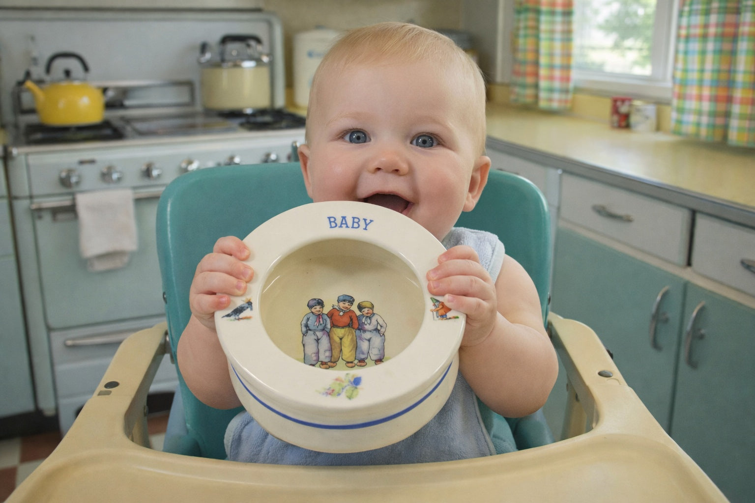 Adorable Vintage Baby Pottery Bowl  Made in Czechoslovakia