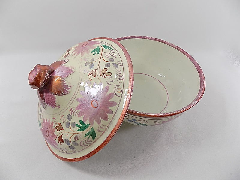Floral English Lustreware Waste Bowl for Tea Set Lid off