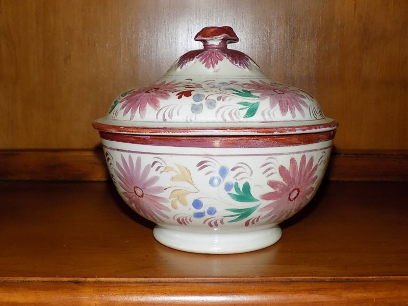 Floral English Lustreware Waste Bowl for Tea Set on hutch