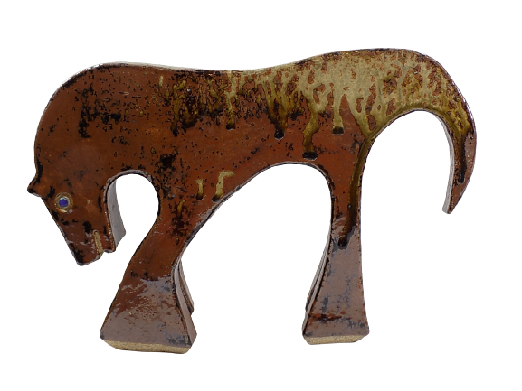 HUGE POTTERY SCULPTURE Modern Horse Signed Hand Made Studio Stoneware