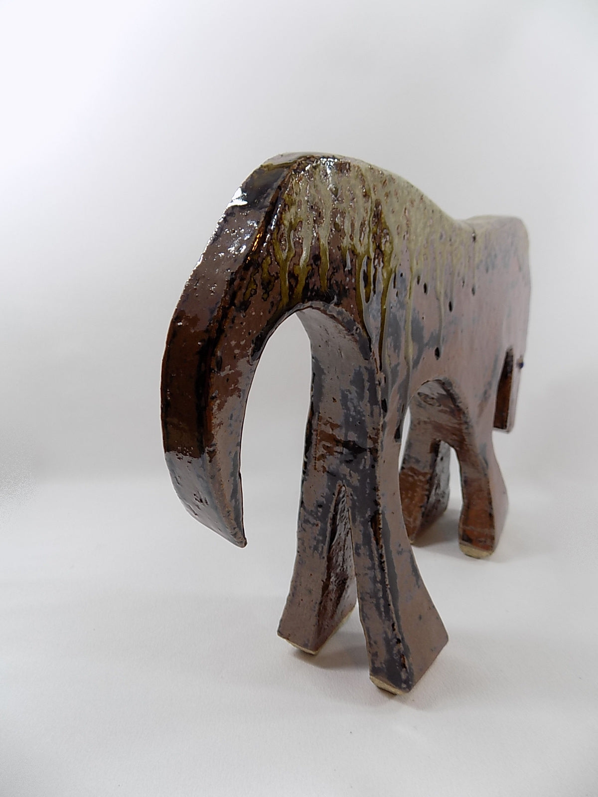 Vintage HUGE POTTERY SCULPTURE Modern Horse Signed Hand Made Studio Stoneware