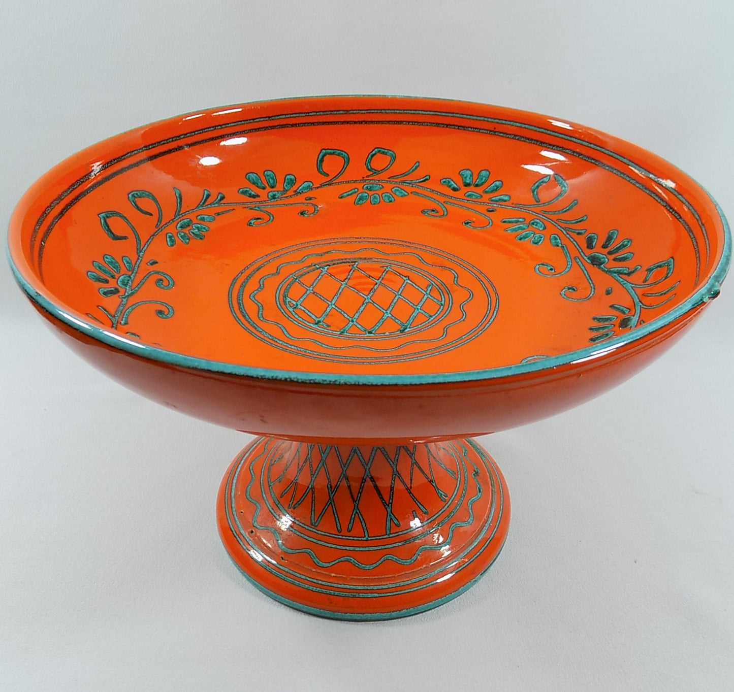 Vintage FRATELLI FANCIULLACCI Pedestal Bowl MCM Italian Pottery 1960s