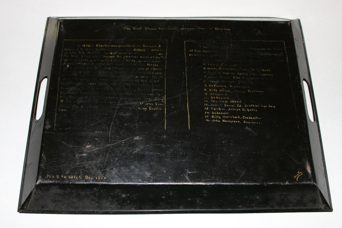 Vintage TOLE PAINTED TRAY, 1831 DeWitt Clinton Train              -- Albany to Schenectady New York, Hand Painted Tin