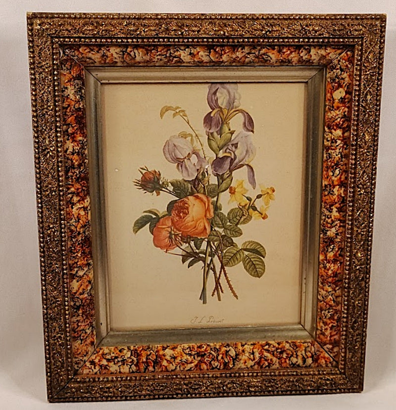 Faux Tortoise and Gilt Antique Picture Frame Full Print and Frame view