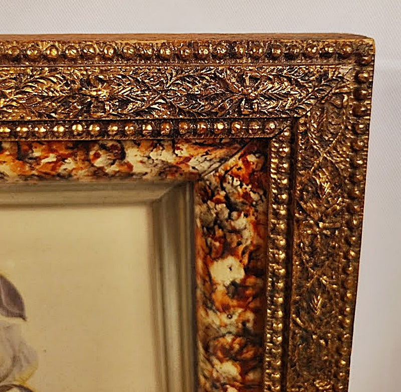 Faux Tortoise and Gilt Antique Picture Frame right corner