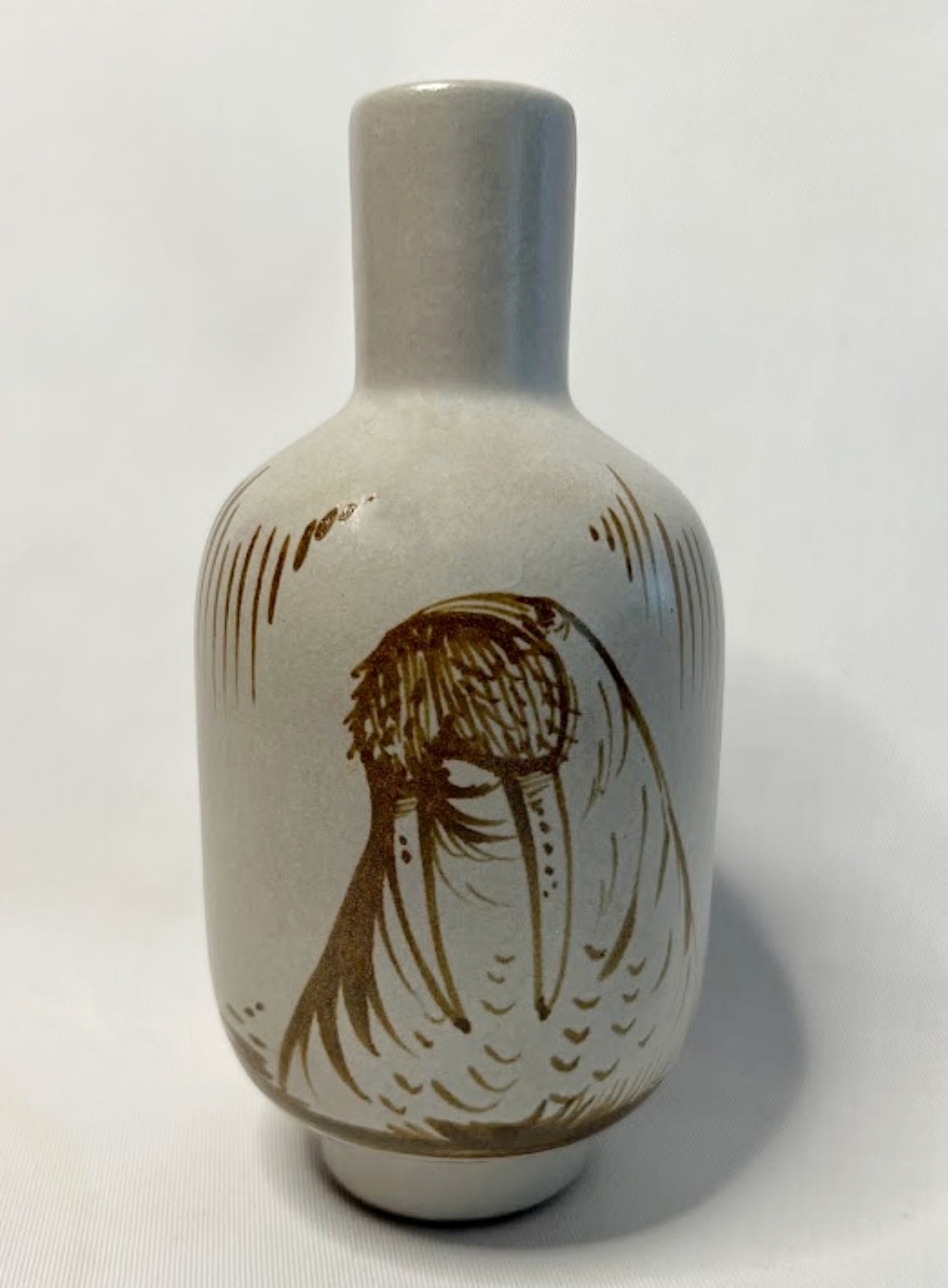 Vintage Pottery Vase Hand Painted Walrus Alaska Art